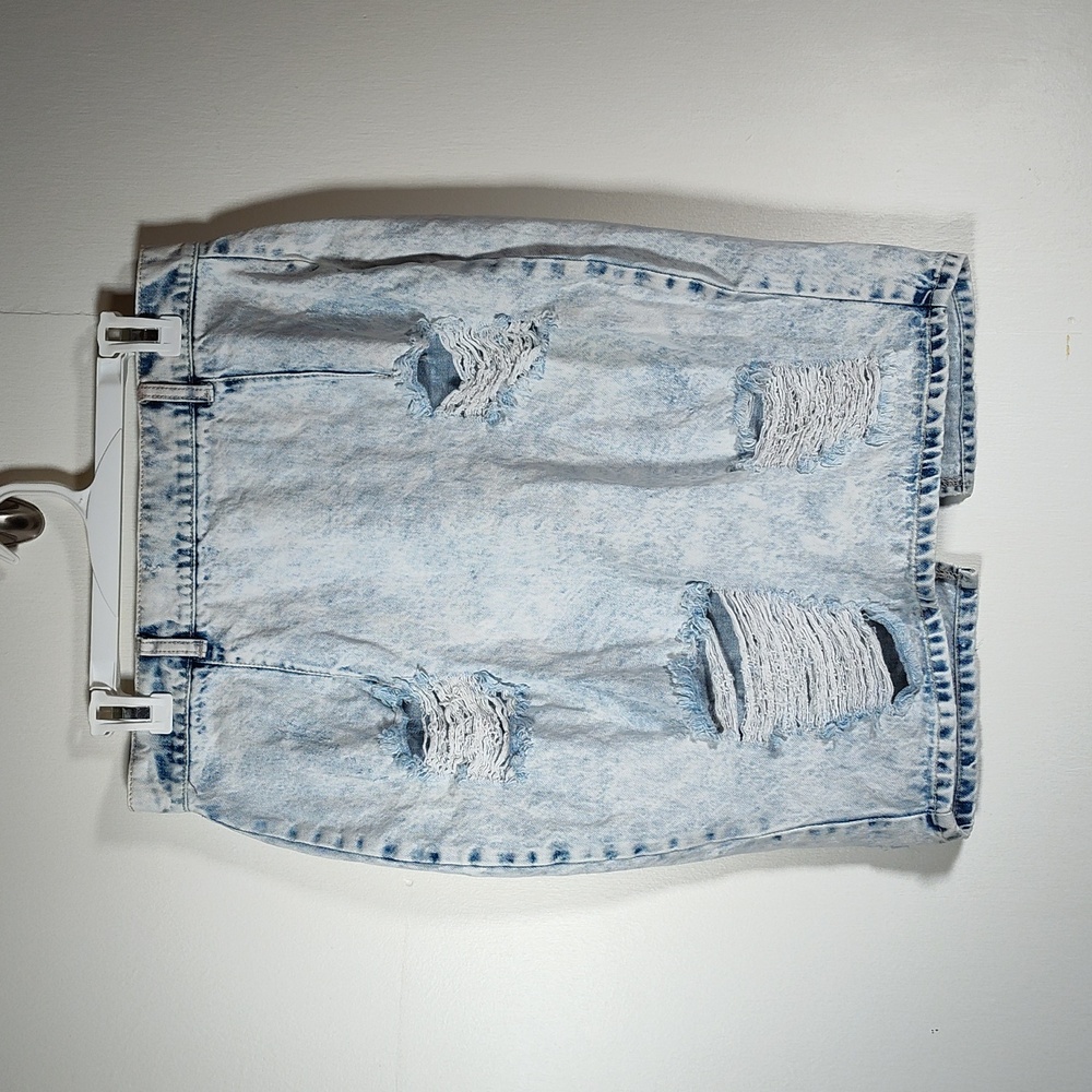 Top Trends cotton blend distressed denim‎ skirt